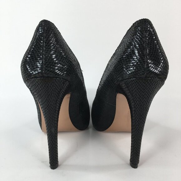 BCBGeneration Parade Embossed Snakeskin Black Platform Pumps Heels Size 7B - Picture 5 of 13